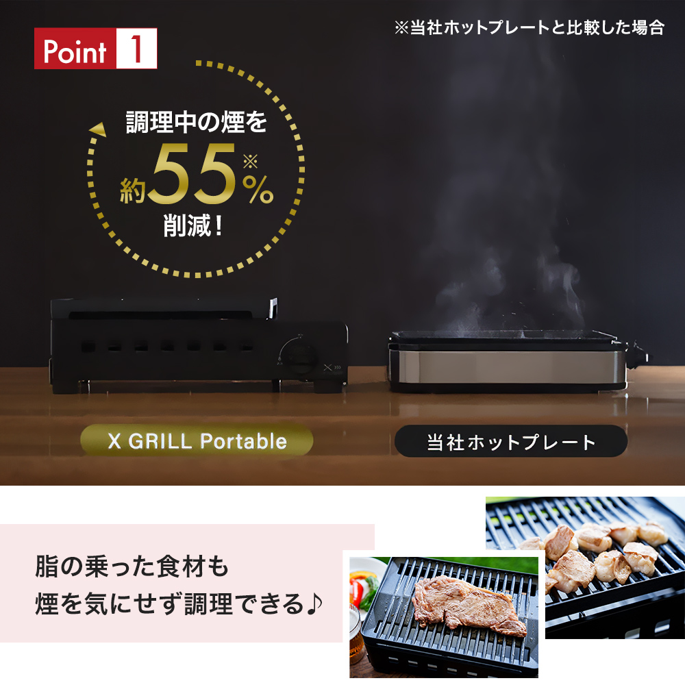 カセットグリル YAMAZEN 山善 カセットガスグリル YGM-GS1(B) ガ