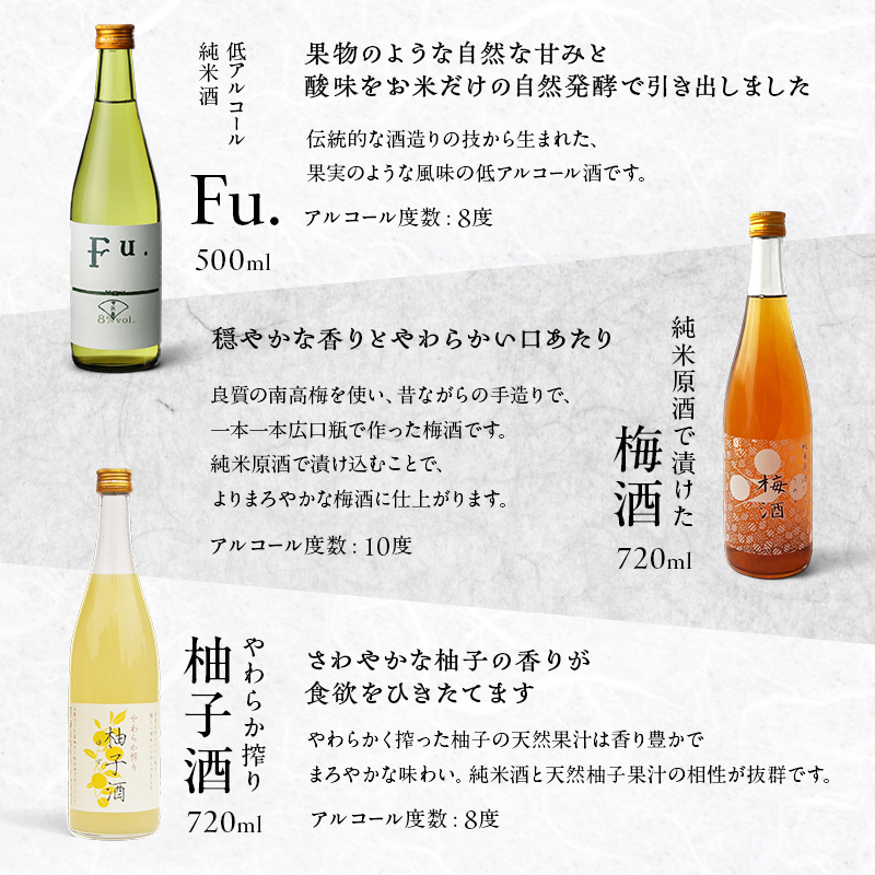 果実酒 低アルコール 酒 飲み比べ セット Fu. + 梅酒 + 柚子酒