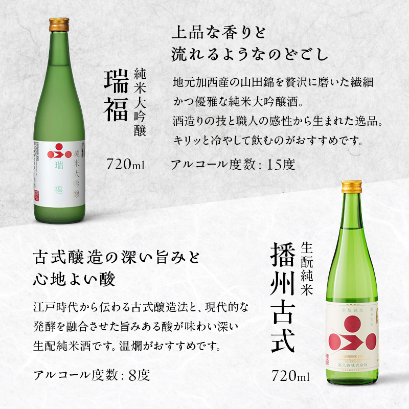 純米酒 飲み比べ セット 瑞福 + 播州古式 詰め合わせ 富久錦