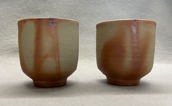 備前緋だすき 湯呑 2個 木箱入り[ 備前焼 緋襷 ] 湯のみ 工芸
