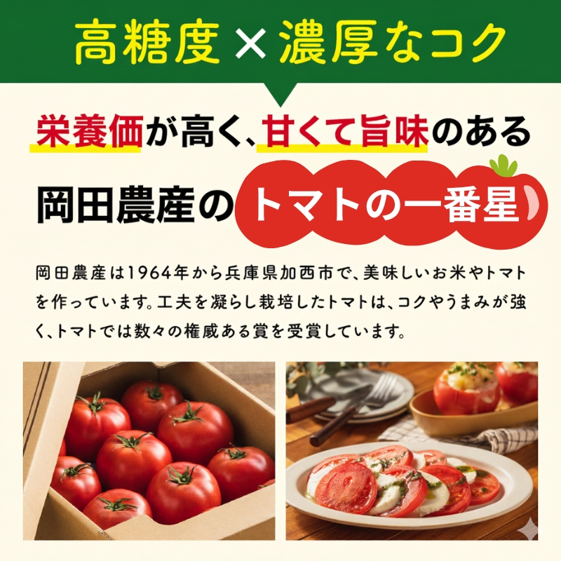 トマト 1kg+トマトの一番星ピューレ 380g×1本セット 兵庫県産