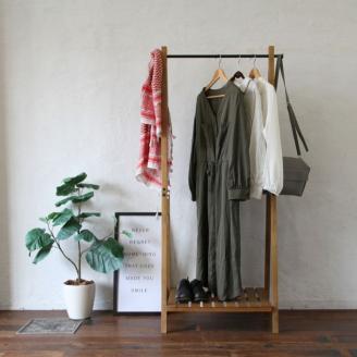 期間限定寄附額 ハンガーラック 幅71cm Rasic Hanger Rack 棚付き 木製 スチール ヴィンテージ おしゃれ かわいい ラック インテリア 家具 簡単組み立て 新生活 一人暮らし 収納 市場家具 ICHIBA koti