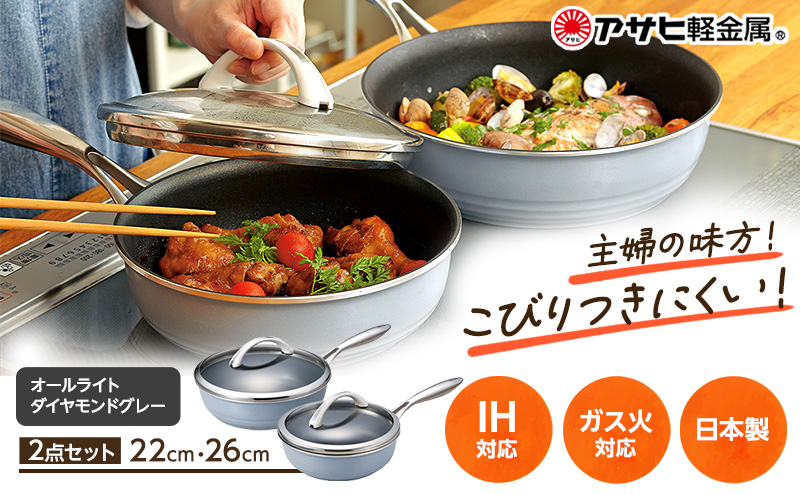 フライパン 深型 [ オールライトセット 26cm・22cm・ダイヤモ