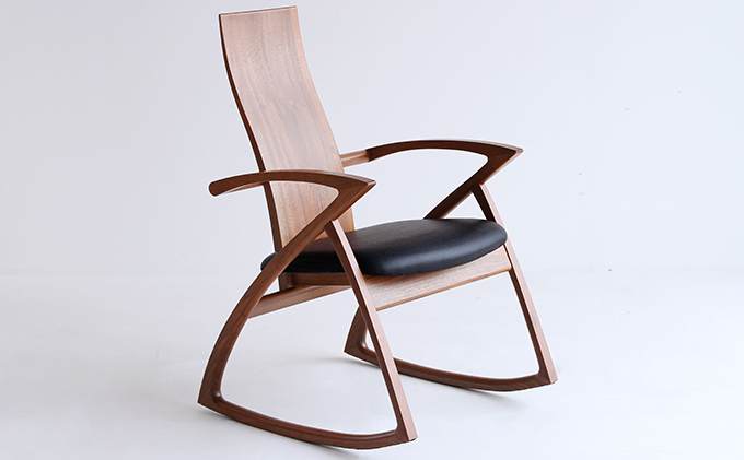 U-La ハイバック ロッキングチェア（ブラウン）木製 インテ