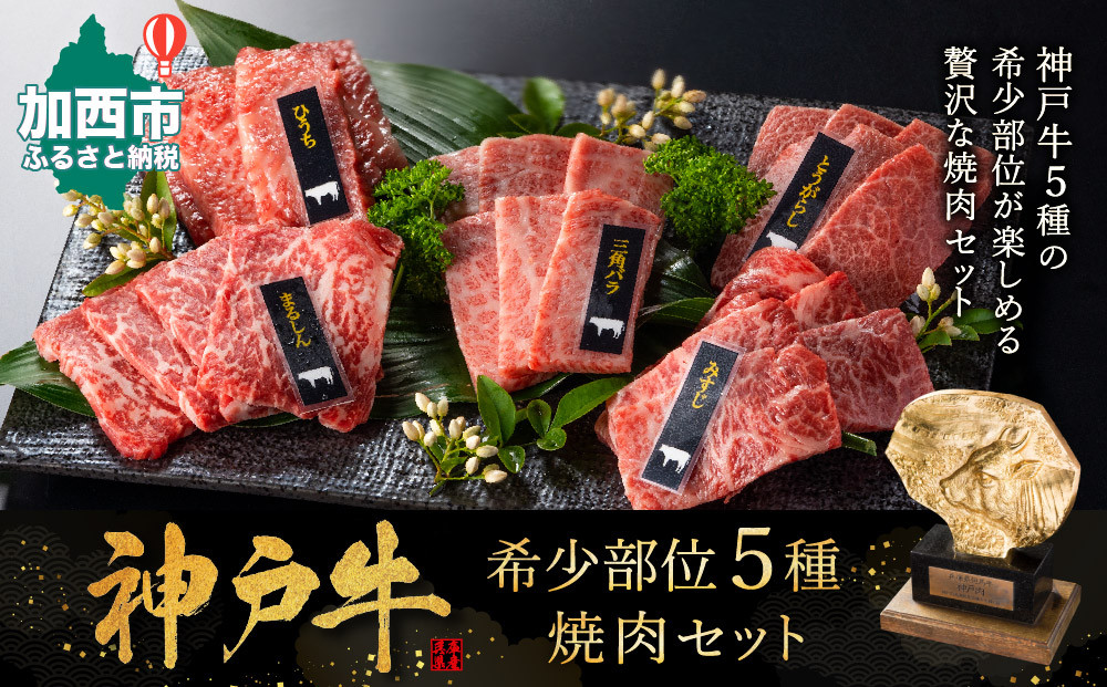 神戸牛 希少部位 焼肉セット 5種 計1.2kg ミスジ ヒウチ 三角