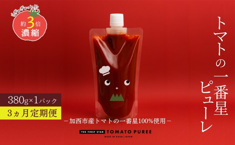 定期便 3ヶ月 トマトピューレ 380g×1本 トマトの一番星ピュ