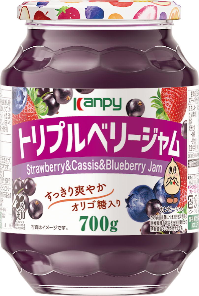 カンピー　トリプルベリージャム 700ｇ　1ケース（6本入） 果実感たっぷり、オリゴ糖配合ですっきり爽やか。毎朝が楽しみになる大容量ジャム。