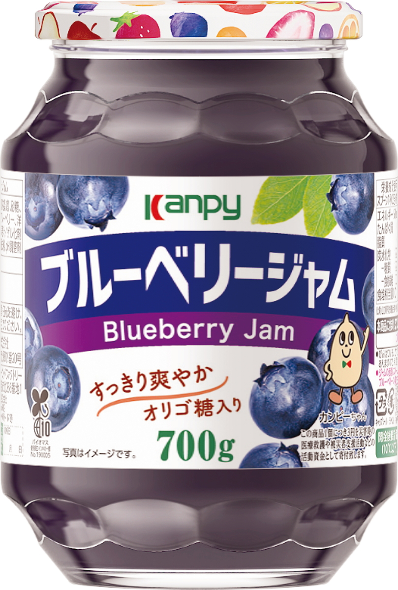 カンピー　ブルーベリージャム 700ｇ　1ケース（6本入） 果実感たっぷり、オリゴ糖配合ですっきり爽やか。毎朝が楽しみになる大容量ジャム。