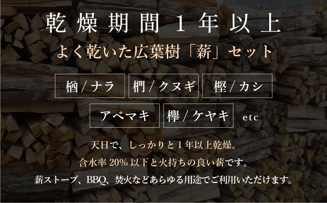 【1年乾燥・含水率20%以下】丹波篠山里山の薪10kg