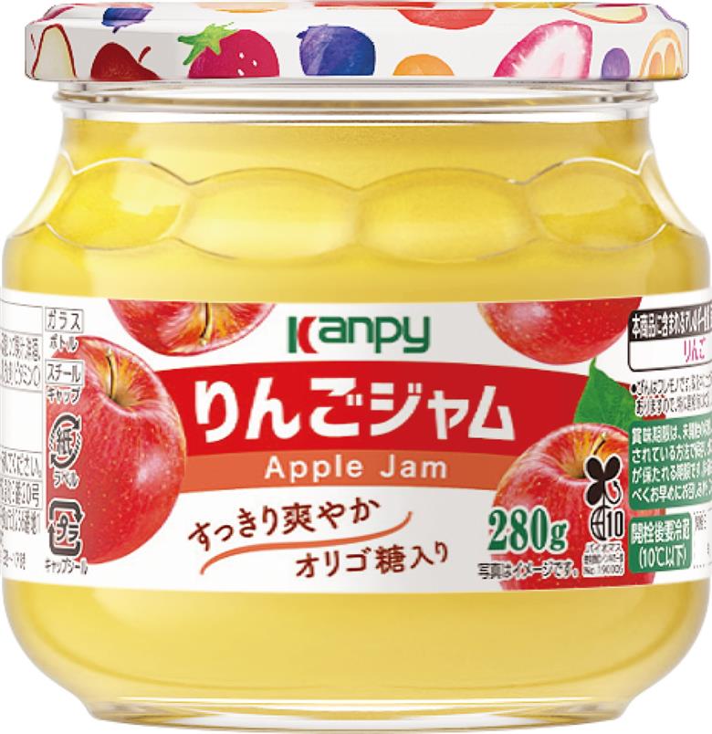 カンピー　りんご ジャム 280ｇ 1ケース（6本入） 果実感たっぷり、オリゴ糖配合ですっきり爽やか。毎朝が楽しみになるジャム。