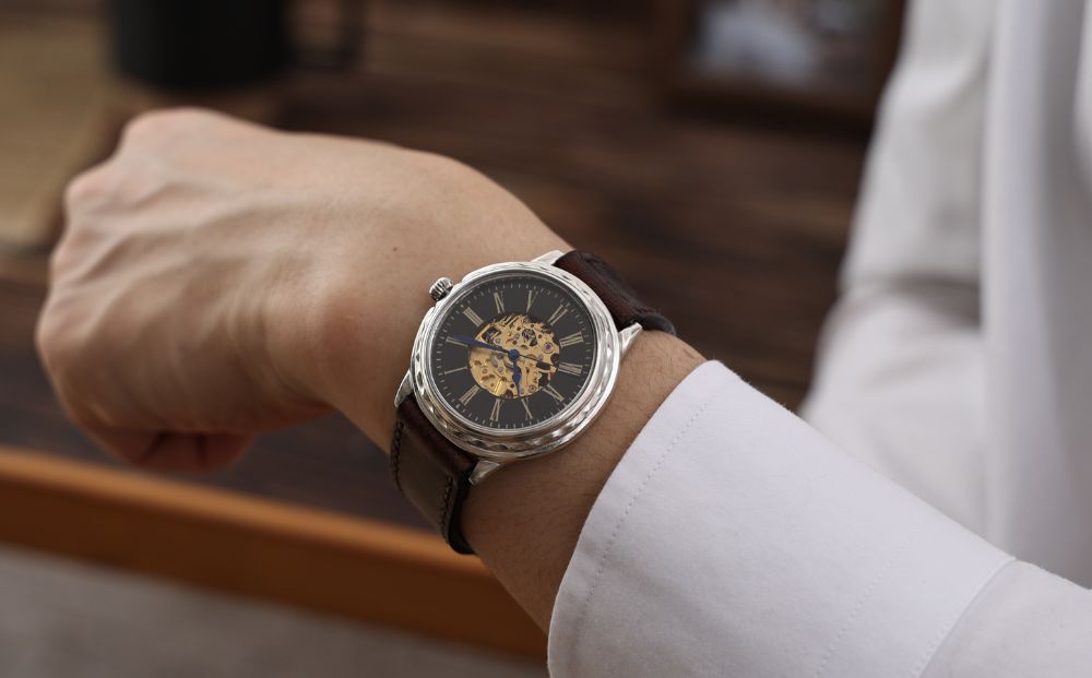 ハンドメイド腕時計（機械式自動巻）ATG-WR181  手作り カスタム腕時計 個性的 一点物 アンティーク ギフト メンズ レディース ユニセックス プレゼント