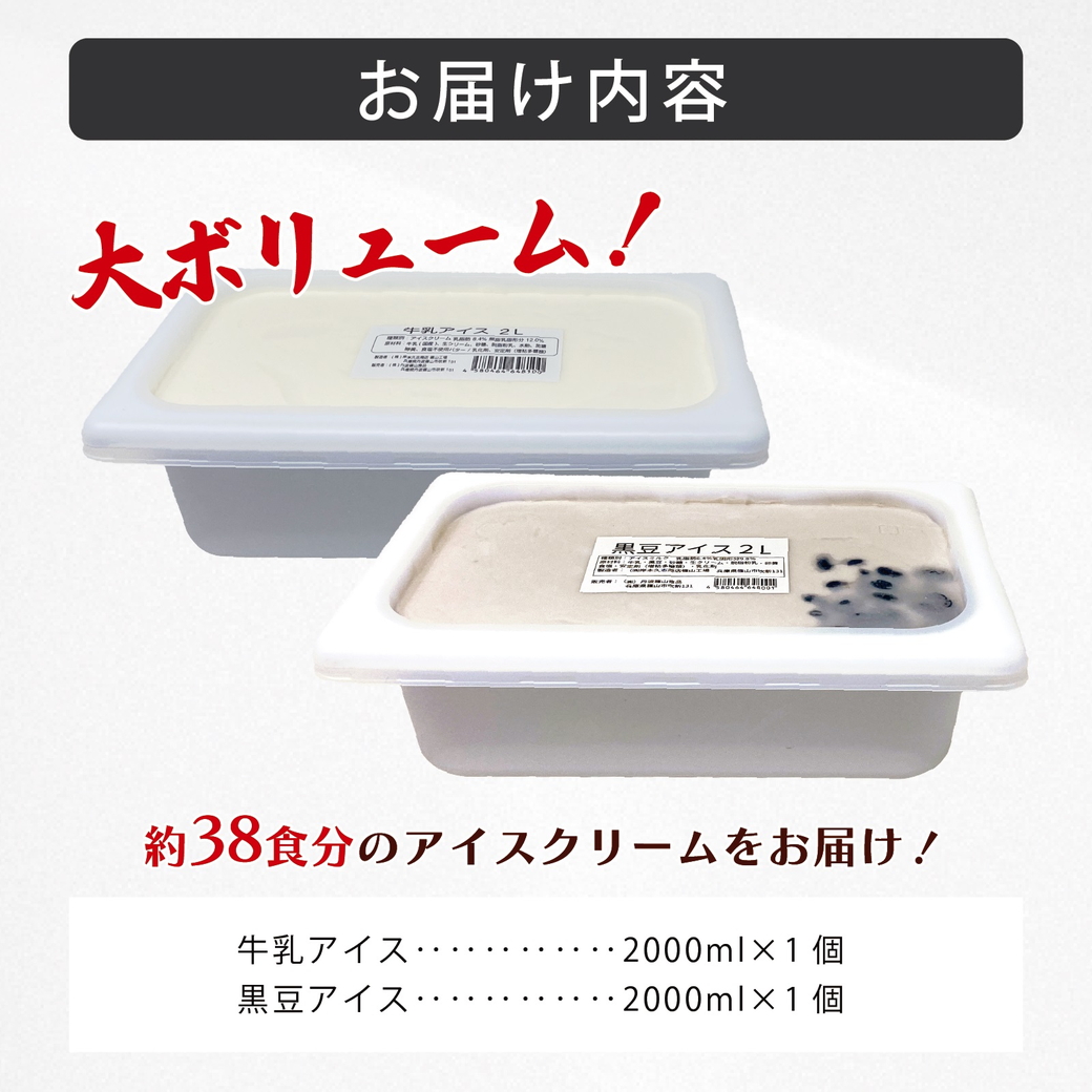 大容量★丹波産牛乳を使用した業務用２Lアイス２種