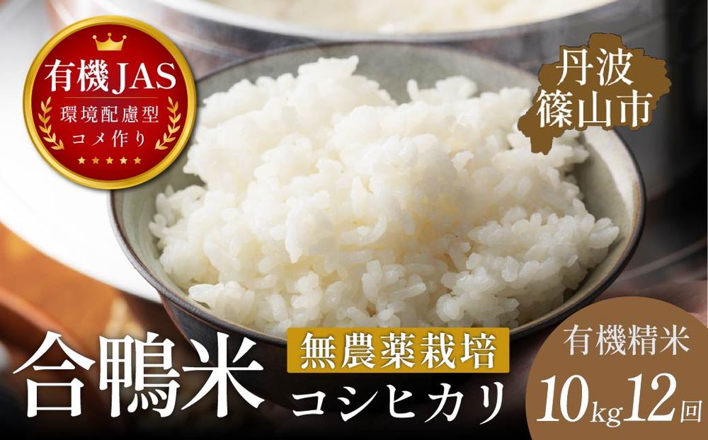 【定期便】〈令和８年産早期予約〉有機米 コシヒカリ【有機JAS認定 無農薬】 精米（10kg×12回）選べる