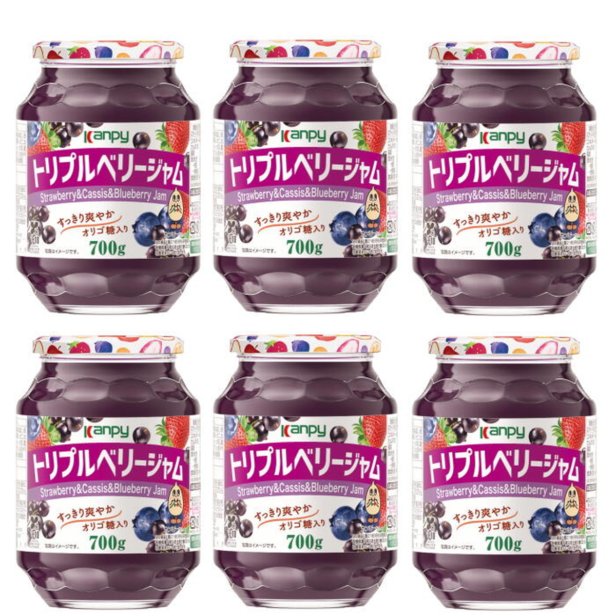 カンピー　トリプルベリージャム 700ｇ　1ケース（6本入） 果実感たっぷり、オリゴ糖配合ですっきり爽やか。毎朝が楽しみになる大容量ジャム。