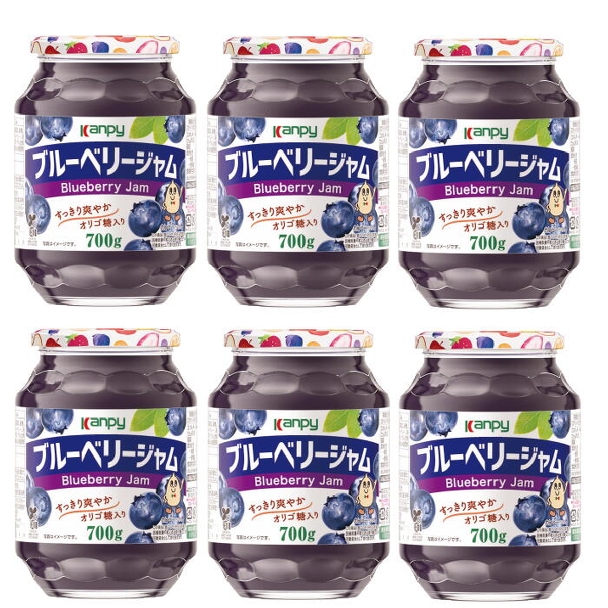 カンピー　ブルーベリージャム 700ｇ　1ケース（6本入） 果実感たっぷり、オリゴ糖配合ですっきり爽やか。毎朝が楽しみになる大容量ジャム。