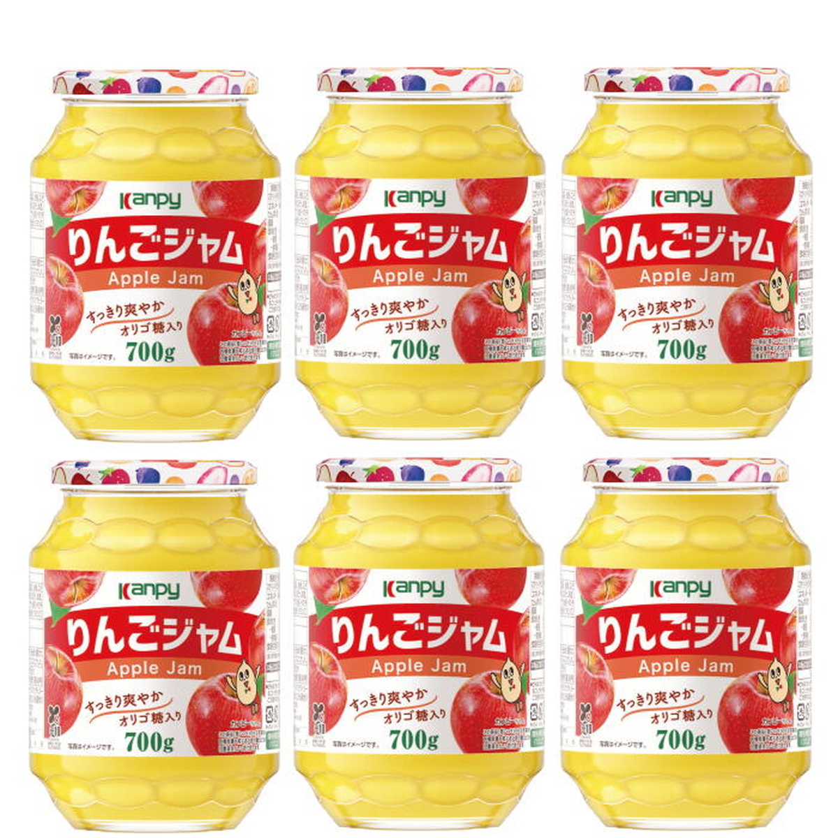 カンピー　りんごジャム 700ｇ　1ケース（6本入） 果実感たっぷり、オリゴ糖配合ですっきり爽やか。毎朝が楽しみになる大容量ジャム。
