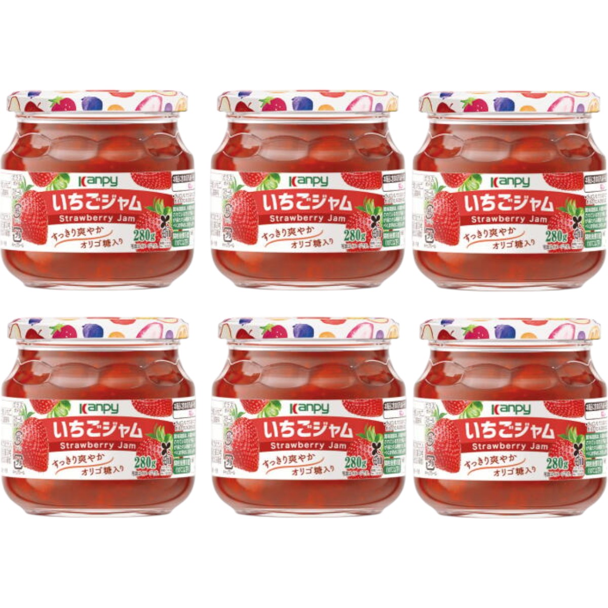 カンピー　いちご ジャム 280ｇ 1ケース（6本入） 果実感たっぷり、オリゴ糖配合ですっきり爽やか。毎朝が楽しみになるジャム。