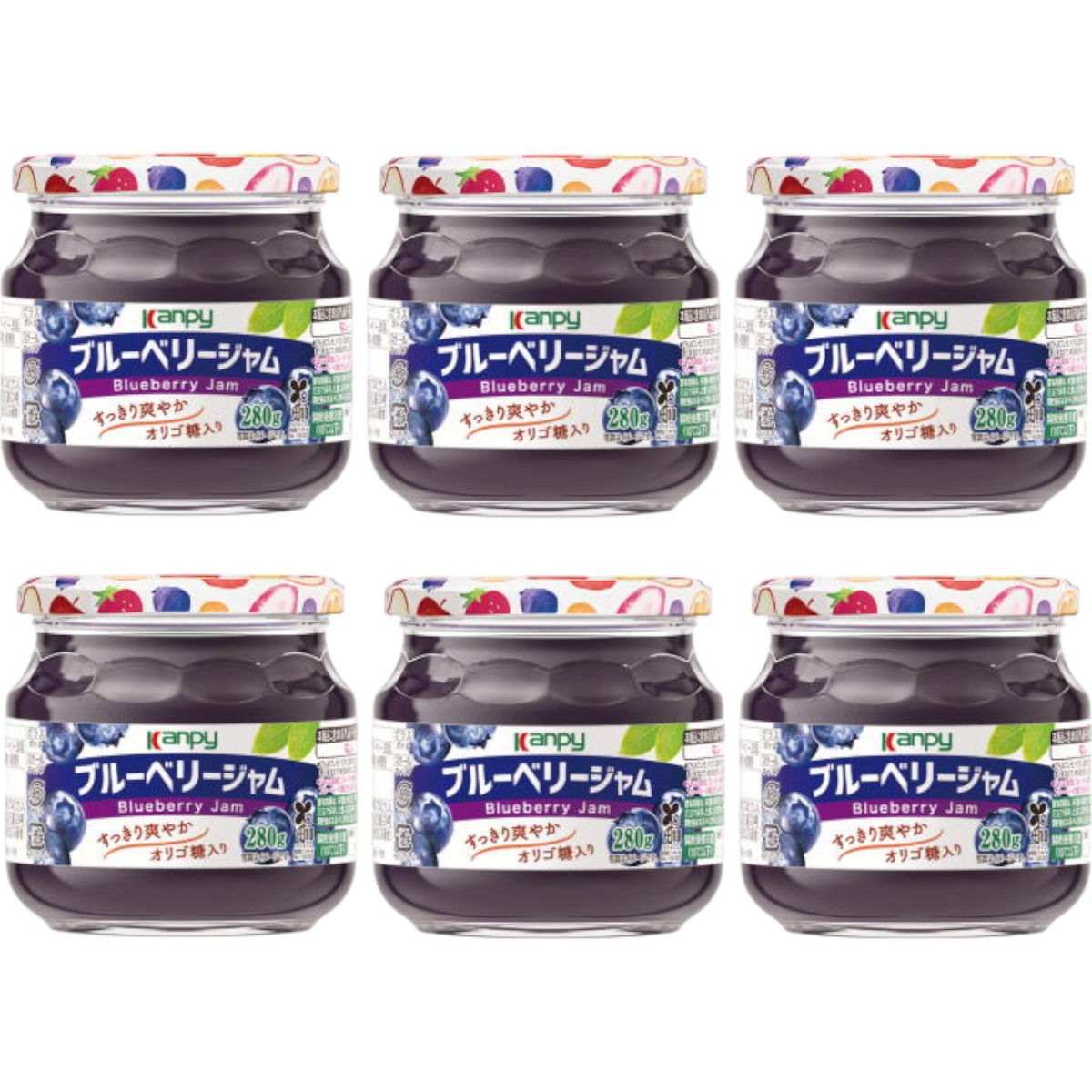 カンピー　ブルーベリー ジャム 280ｇ 1ケース（6本入） 果実感たっぷり、オリゴ糖配合ですっきり爽やか。毎朝が楽しみになるジャム。