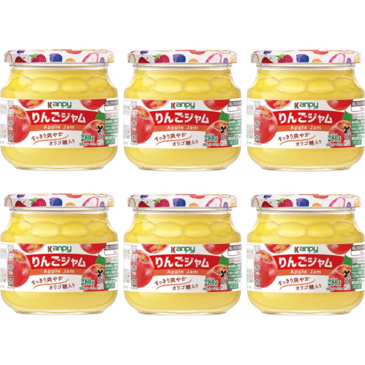 カンピー　りんご ジャム 280ｇ 1ケース（6本入） 果実感たっぷり、オリゴ糖配合ですっきり爽やか。毎朝が楽しみになるジャム。