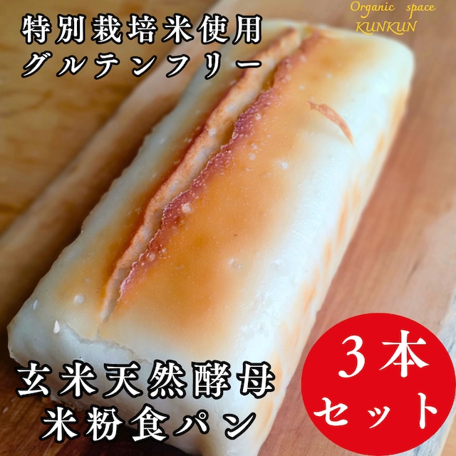【2025年11月より順次発送】グルテンフリー・玄米天然酵母米粉食パン 3本セット【卵・乳製品・小麦・白砂糖不使用】