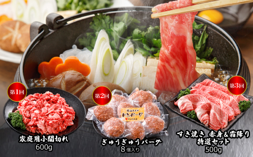 【毎月定期便】平山牛舗おすすめの「神戸牛(神戸ビーフ)」おたのしみ(ギフトに嬉しい化粧箱仕様)全6回【配送不可地域：離島】