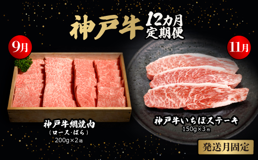 【発送月固定定期便】神戸牛12か月定期便全12回【配送不可地域：離島】