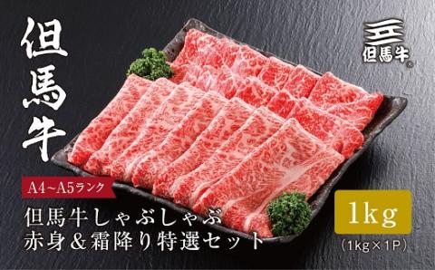 【但馬牛】 しゃぶしゃぶ 赤身＆霜降り 特選セット1kg【配送不可地域：離島】