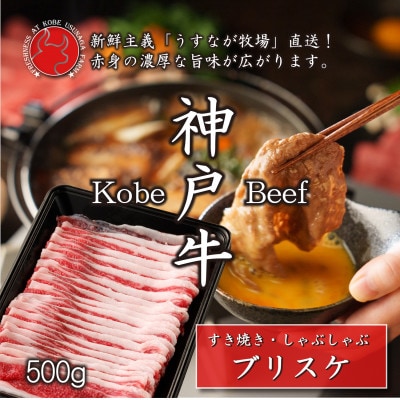 神戸牛ブリスケスライス500g【うすなが牧場】FU002【配送不可地域：離島】
