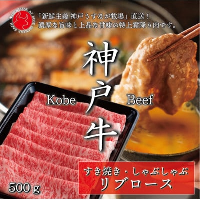 神戸牛リブローススライス 500g【うすなが牧場】FU001【配送不可地域：離島】