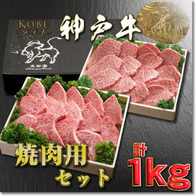 神戸牛 焼肉用セット 計1Kg YBYS5 【2026年4月より順次発送】【配送不可地域：離島】