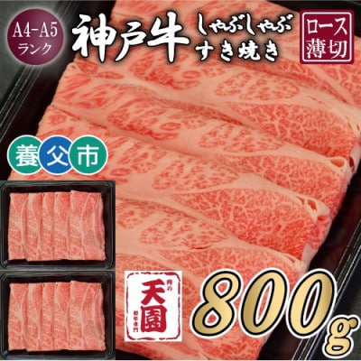 【ふるさと納税】【肉の天園】神戸牛 霜降り ロース(肩ロース)しゃぶしゃぶすき焼き800g【配送不可地域：離島】