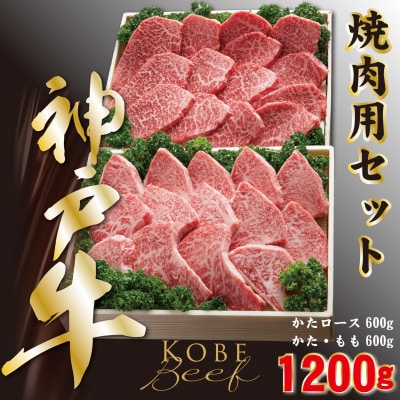 神戸ビーフ　焼肉セット　かたロース600gかたもも600g　合計　1200g　YBYS5【配送不可地域：離島】