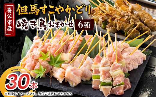 焼き鳥セット おまかせ6種盛り合わせ(もも・ももねぎ・生皮・ハラミ・手羽元など)30本【配送不可地域：離島】