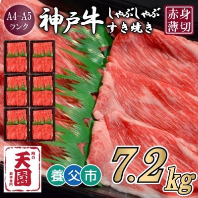 【毎月定期便】【ふるさと納税】神戸牛 赤身 モモ しゃぶしゃぶすき焼き1200g×全6回【配送不可地域：離島】