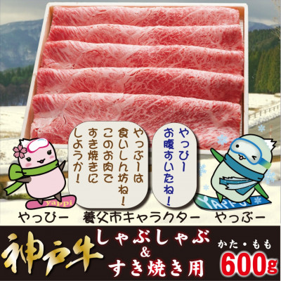 神戸牛 しゃぶしゃぶ ＆ すき焼き用 かた ・ もも肉 計600g YBS2【配送不可地域：離島】