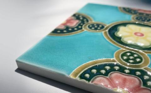 【淡陶社】マジョリカタイル　和華　WAKA - 水色