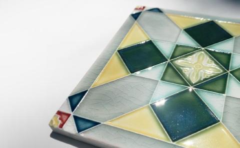 【淡陶社】マジョリカタイル　虹彩　KOUSAI - グレー