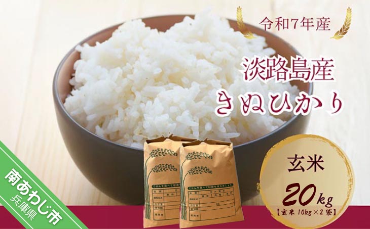 令和7年産新米　淡路島産キヌヒカリ　玄米20㎏