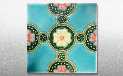 【淡陶社】マジョリカタイル　和華　WAKA - 水色