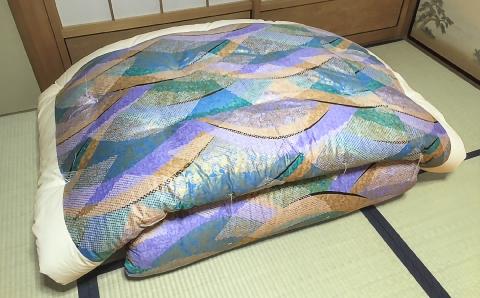 【浅井ふとん店】昭和レトロなコットン掛・敷布団セット/シングル・ブルー