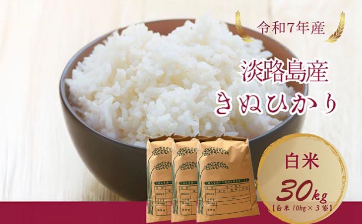 令和7年産新米　淡路島産キヌヒカリ　白米30㎏