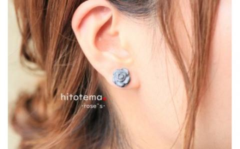 いぶし銀に輝く素敵なアクセサリー 【大栄窯業】いぶし銀の輝き！！　手作り瓦のピアス（ローズ）