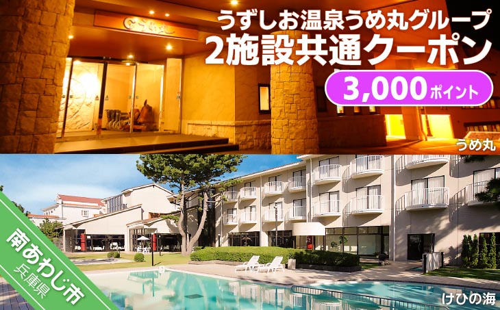 うめ丸グループ、2施設（うめ丸・けひの海）で使える共通クーポンです。 うずしお温泉うめ丸グループ【2施設共通クーポン】3000P
