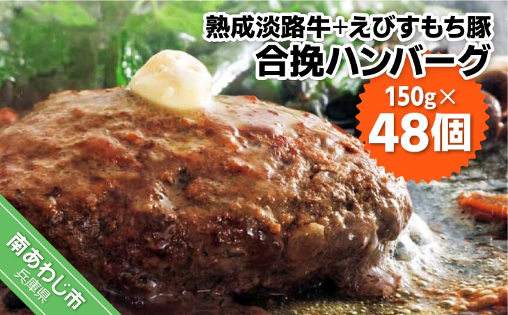 熟成淡路牛とえびすもち豚の合挽ハンバーグ（150g×48個セット）