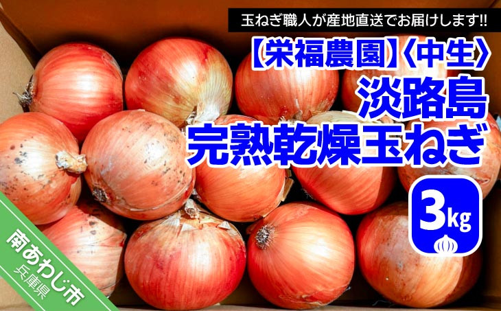 完熟乾燥玉ねぎ〈中生〉3ｋｇ◆配送6月上旬～
