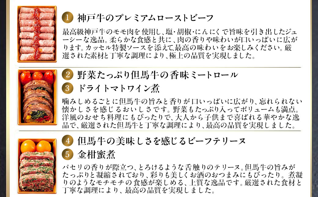 神戸牛・但馬牛の肉おせち 一段重 4人分 / おせち 御節 お節 おせち料理 神戸牛 但馬牛 国産牛 黒毛和牛 ブランド牛 牛肉 牛 肉 お肉 正月 お正月 正月料理 AS14I9 おせち