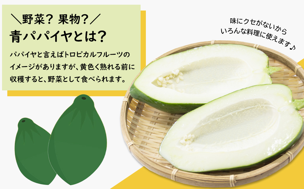 淡路の青パパイヤ 約800g×3個セット　国産 無農薬栽培 スー