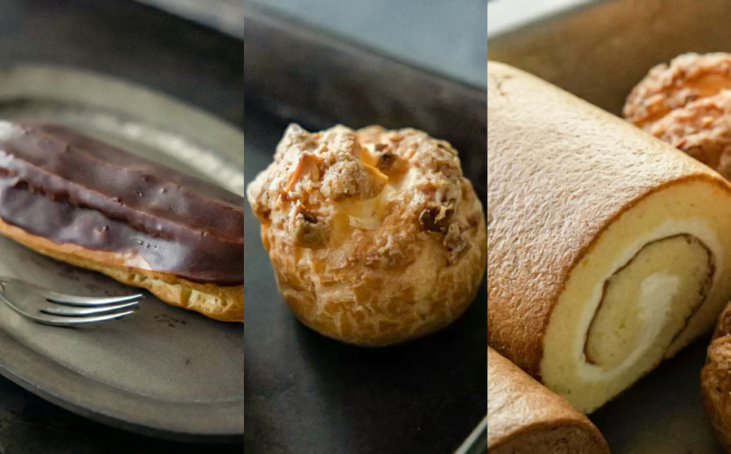 弁天堂人気のスイーツセット　クッキーシュー・エクレア