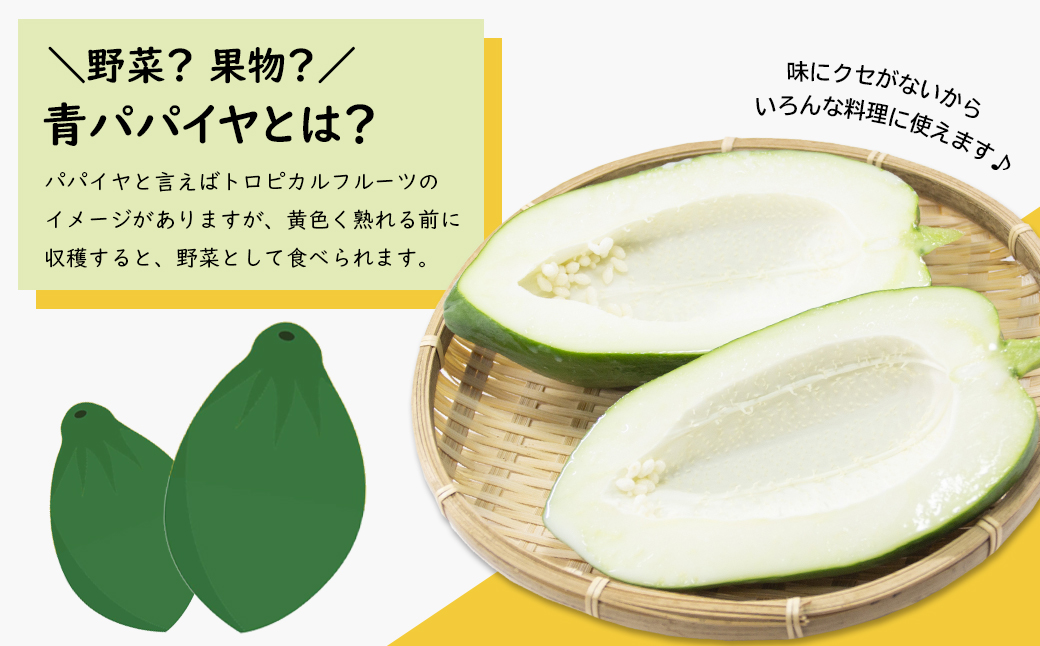 淡路の青パパイヤ1個と青パパイヤピクルス（オリジナル・