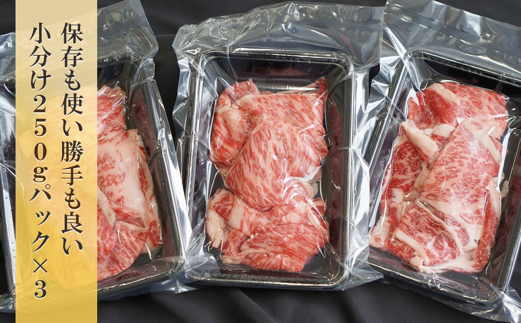 淡路牛 ロース切り落し 750g（250ｇ×3パック）　[小分け 冷凍